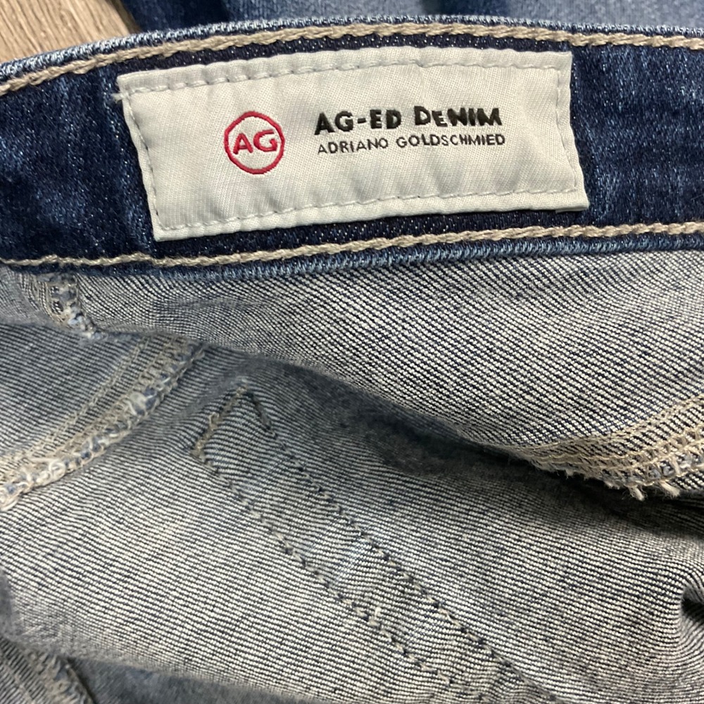 AG Adriano Goldschmied Skinny Ankle Jeans Womens 26 Blue Dark Wash Raw Hem Slit - Picture 6 of 10